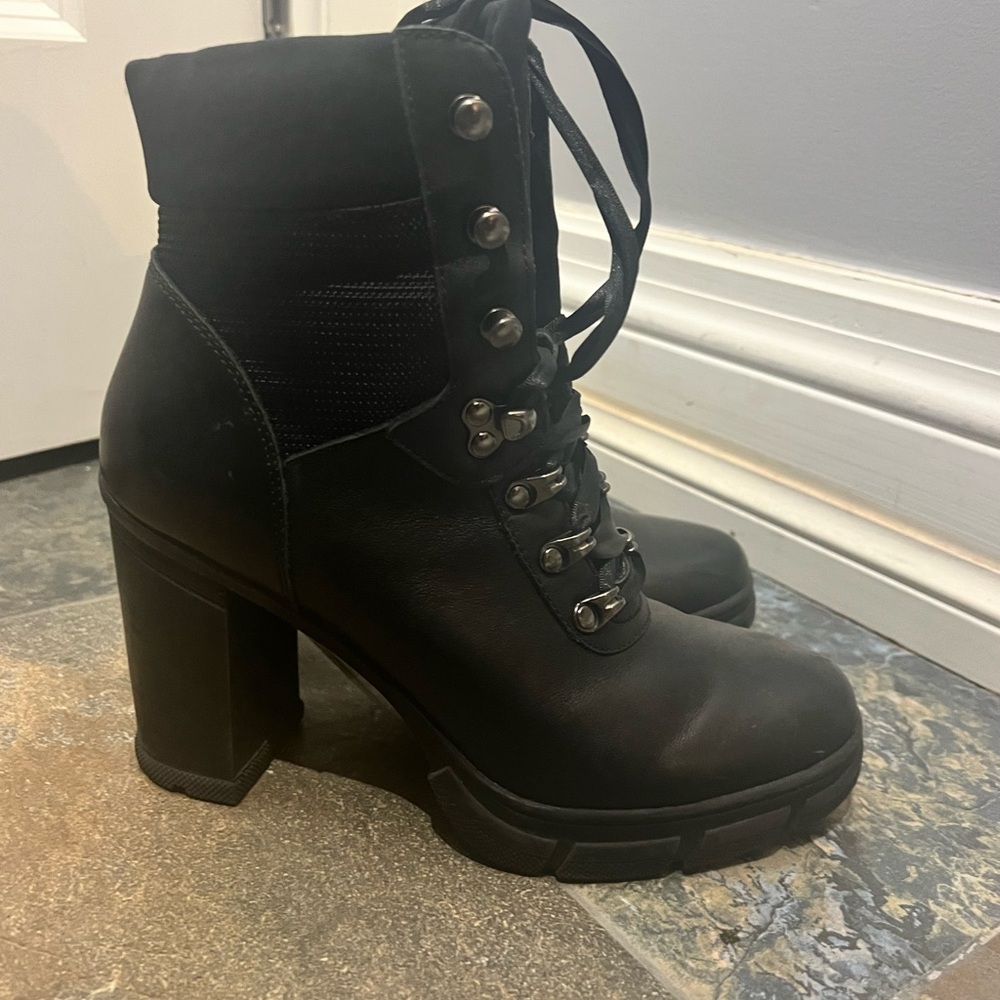 Black Lace-Up Ankle Boots